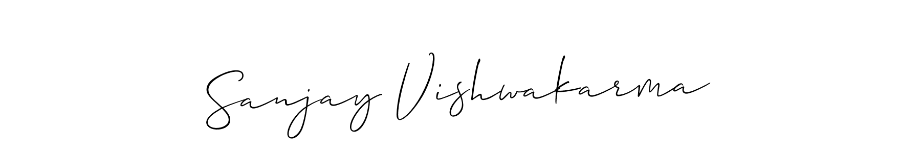 This is the best signature style for the Sanjay Vishwakarma name. Also you like these signature font (Allison_Script). Mix name signature. Sanjay Vishwakarma signature style 2 images and pictures png