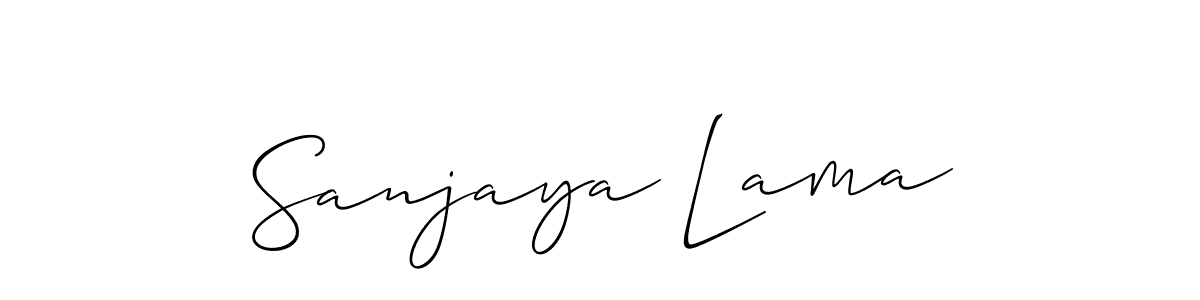 Allison_Script is a professional signature style that is perfect for those who want to add a touch of class to their signature. It is also a great choice for those who want to make their signature more unique. Get Sanjaya Lama name to fancy signature for free. Sanjaya Lama signature style 2 images and pictures png