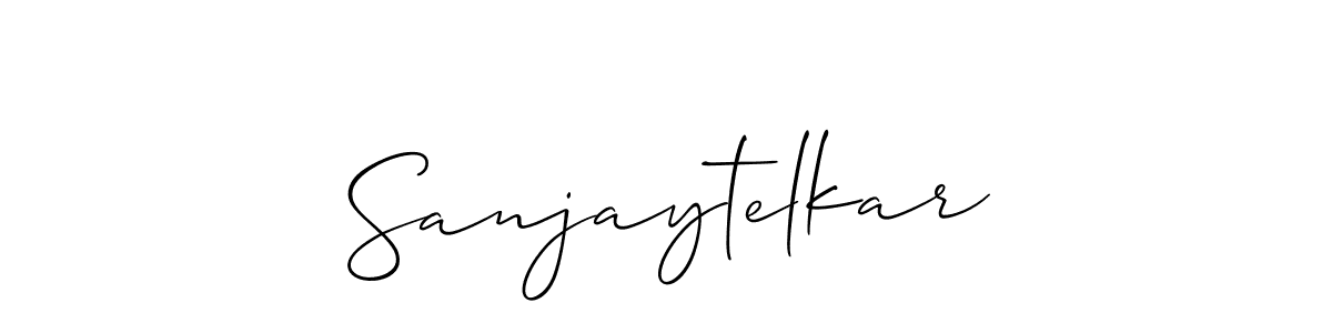 Also You can easily find your signature by using the search form. We will create Sanjaytelkar name handwritten signature images for you free of cost using Allison_Script sign style. Sanjaytelkar signature style 2 images and pictures png