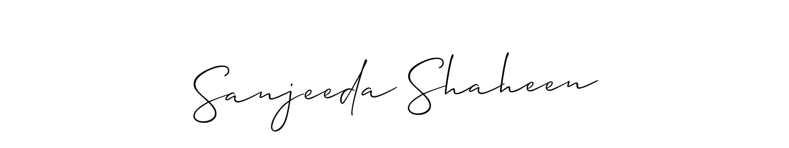 The best way (Allison_Script) to make a short signature is to pick only two or three words in your name. The name Sanjeeda Shaheen include a total of six letters. For converting this name. Sanjeeda Shaheen signature style 2 images and pictures png