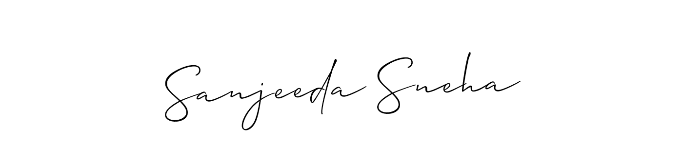 Allison_Script is a professional signature style that is perfect for those who want to add a touch of class to their signature. It is also a great choice for those who want to make their signature more unique. Get Sanjeeda Sneha name to fancy signature for free. Sanjeeda Sneha signature style 2 images and pictures png
