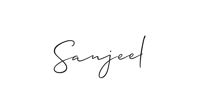 How to make Sanjeel name signature. Use Allison_Script style for creating short signs online. This is the latest handwritten sign. Sanjeel signature style 2 images and pictures png
