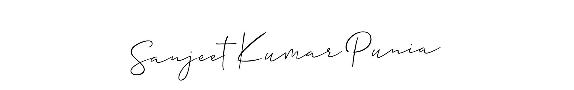 Use a signature maker to create a handwritten signature online. With this signature software, you can design (Allison_Script) your own signature for name Sanjeet Kumar Punia. Sanjeet Kumar Punia signature style 2 images and pictures png