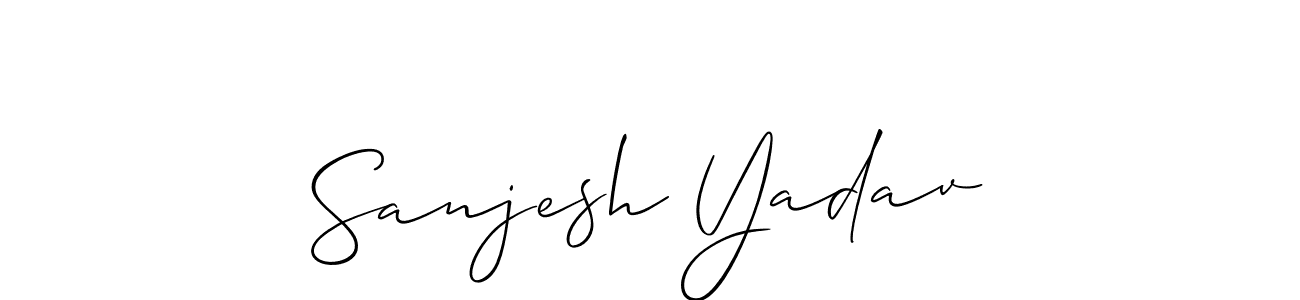 Allison_Script is a professional signature style that is perfect for those who want to add a touch of class to their signature. It is also a great choice for those who want to make their signature more unique. Get Sanjesh Yadav name to fancy signature for free. Sanjesh Yadav signature style 2 images and pictures png