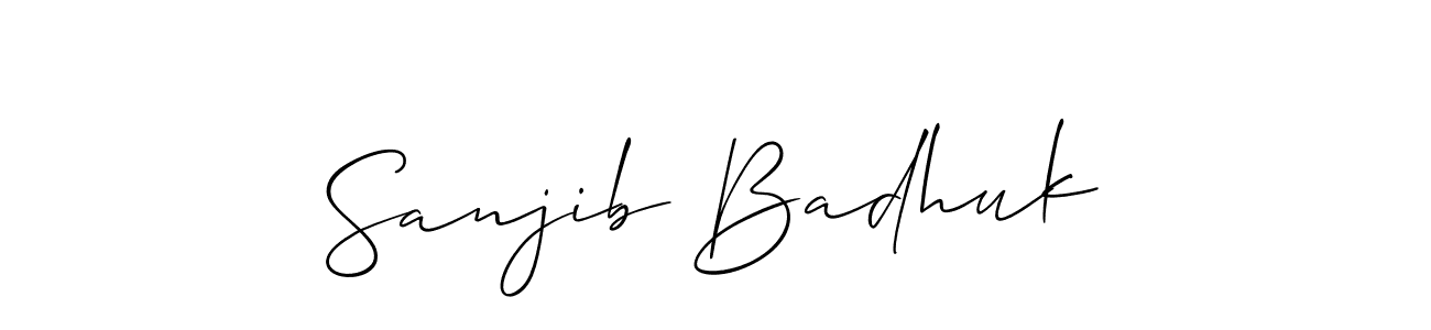 The best way (Allison_Script) to make a short signature is to pick only two or three words in your name. The name Sanjib Badhuk include a total of six letters. For converting this name. Sanjib Badhuk signature style 2 images and pictures png