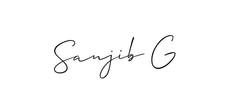 Similarly Allison_Script is the best handwritten signature design. Signature creator online .You can use it as an online autograph creator for name Sanjib G. Sanjib G signature style 2 images and pictures png