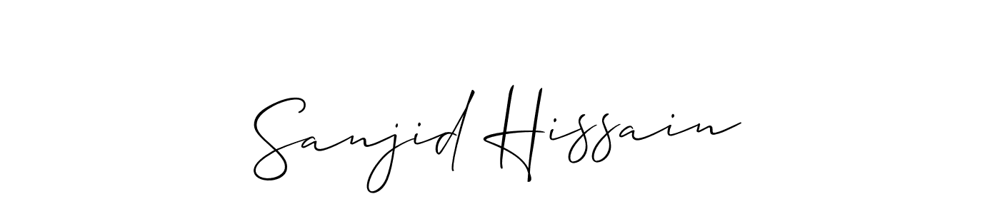 Create a beautiful signature design for name Sanjid Hissain. With this signature (Allison_Script) fonts, you can make a handwritten signature for free. Sanjid Hissain signature style 2 images and pictures png