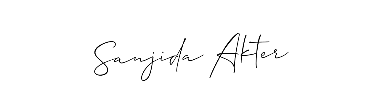 It looks lik you need a new signature style for name Sanjida Akter. Design unique handwritten (Allison_Script) signature with our free signature maker in just a few clicks. Sanjida Akter signature style 2 images and pictures png