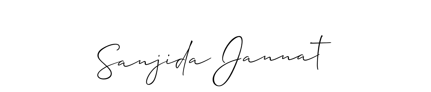 Create a beautiful signature design for name Sanjida Jannat. With this signature (Allison_Script) fonts, you can make a handwritten signature for free. Sanjida Jannat signature style 2 images and pictures png