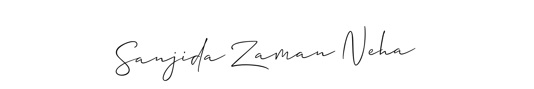 You should practise on your own different ways (Allison_Script) to write your name (Sanjida Zaman Neha) in signature. don't let someone else do it for you. Sanjida Zaman Neha signature style 2 images and pictures png