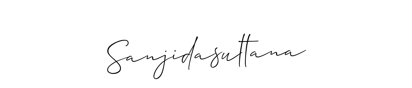 The best way (Allison_Script) to make a short signature is to pick only two or three words in your name. The name Sanjidasultana include a total of six letters. For converting this name. Sanjidasultana signature style 2 images and pictures png