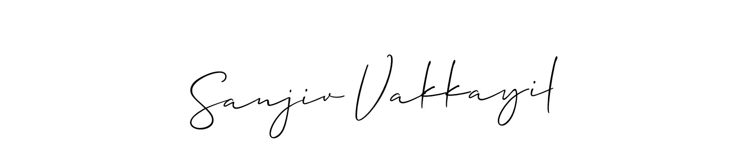 How to make Sanjiv Vakkayil name signature. Use Allison_Script style for creating short signs online. This is the latest handwritten sign. Sanjiv Vakkayil signature style 2 images and pictures png