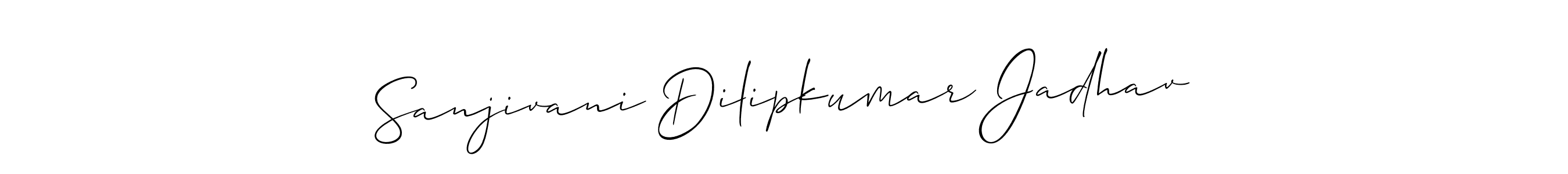 if you are searching for the best signature style for your name Sanjivani Dilipkumar Jadhav. so please give up your signature search. here we have designed multiple signature styles  using Allison_Script. Sanjivani Dilipkumar Jadhav signature style 2 images and pictures png