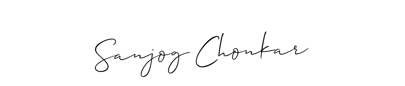 if you are searching for the best signature style for your name Sanjog Chonkar. so please give up your signature search. here we have designed multiple signature styles  using Allison_Script. Sanjog Chonkar signature style 2 images and pictures png