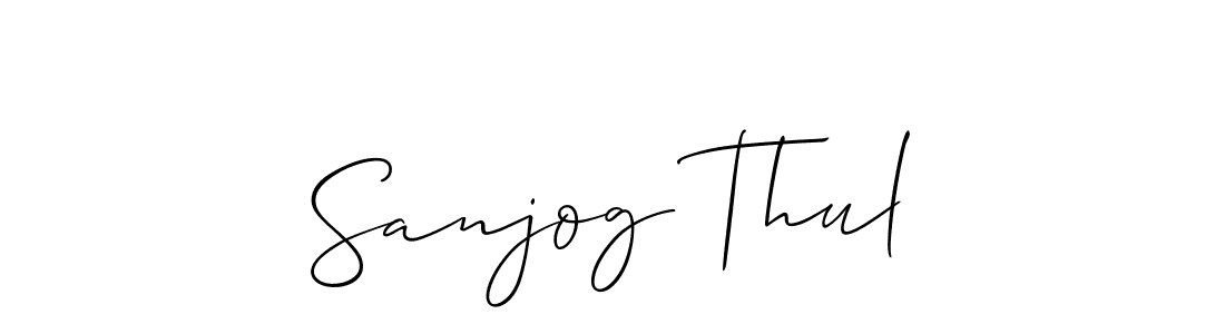 Make a beautiful signature design for name Sanjog Thul. With this signature (Allison_Script) style, you can create a handwritten signature for free. Sanjog Thul signature style 2 images and pictures png
