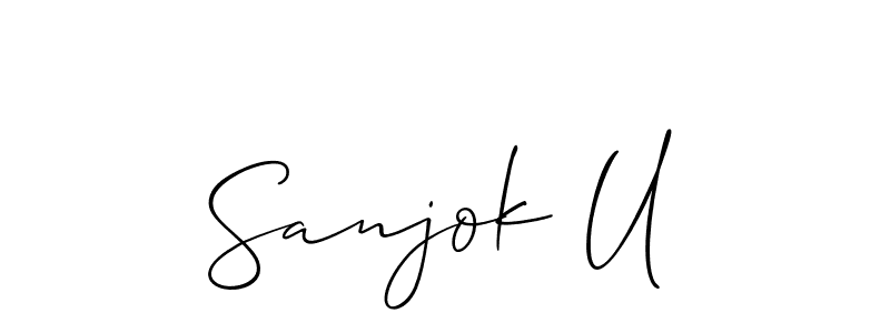 The best way (Allison_Script) to make a short signature is to pick only two or three words in your name. The name Sanjok U include a total of six letters. For converting this name. Sanjok U signature style 2 images and pictures png