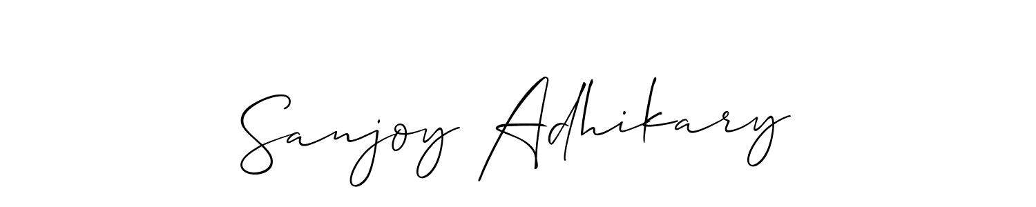 Allison_Script is a professional signature style that is perfect for those who want to add a touch of class to their signature. It is also a great choice for those who want to make their signature more unique. Get Sanjoy Adhikary name to fancy signature for free. Sanjoy Adhikary signature style 2 images and pictures png