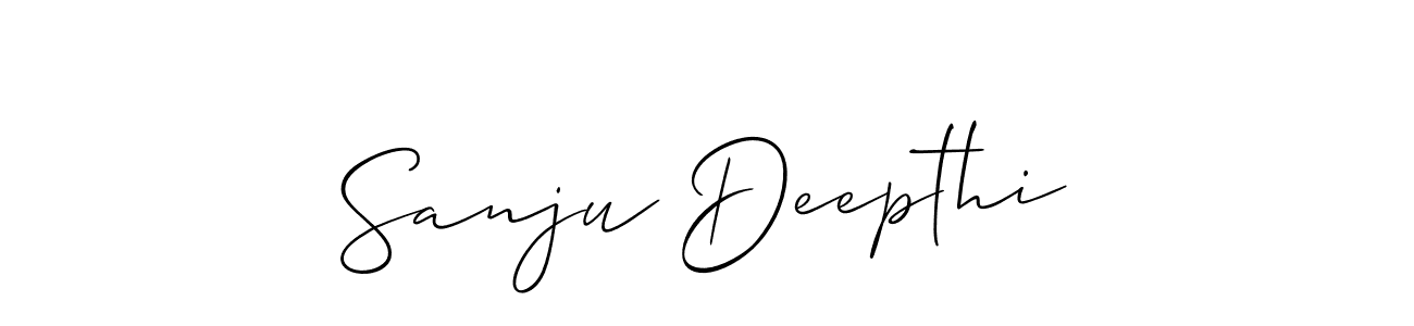 Allison_Script is a professional signature style that is perfect for those who want to add a touch of class to their signature. It is also a great choice for those who want to make their signature more unique. Get Sanju Deepthi name to fancy signature for free. Sanju Deepthi signature style 2 images and pictures png