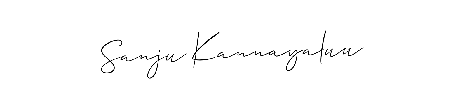 Make a beautiful signature design for name Sanju Kannayaluu. With this signature (Allison_Script) style, you can create a handwritten signature for free. Sanju Kannayaluu signature style 2 images and pictures png