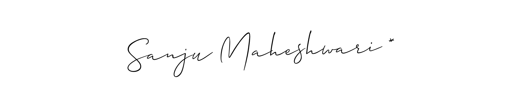 You should practise on your own different ways (Allison_Script) to write your name (Sanju Maheshwari *) in signature. don't let someone else do it for you. Sanju Maheshwari * signature style 2 images and pictures png