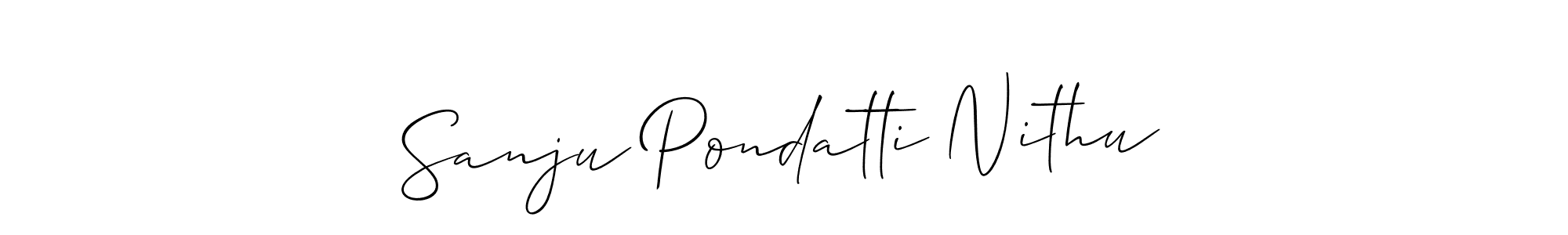 Make a beautiful signature design for name Sanju Pondatti Nithu. With this signature (Allison_Script) style, you can create a handwritten signature for free. Sanju Pondatti Nithu signature style 2 images and pictures png