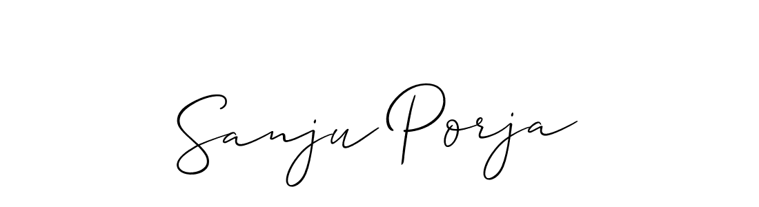 Use a signature maker to create a handwritten signature online. With this signature software, you can design (Allison_Script) your own signature for name Sanju Porja. Sanju Porja signature style 2 images and pictures png