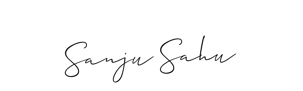 if you are searching for the best signature style for your name Sanju Sahu. so please give up your signature search. here we have designed multiple signature styles  using Allison_Script. Sanju Sahu signature style 2 images and pictures png