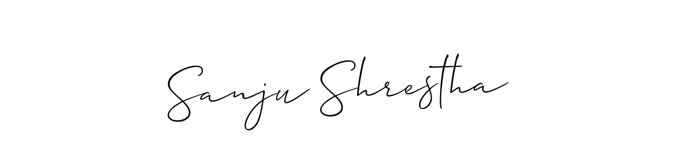 Create a beautiful signature design for name Sanju Shrestha. With this signature (Allison_Script) fonts, you can make a handwritten signature for free. Sanju Shrestha signature style 2 images and pictures png