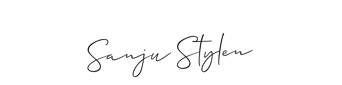Make a beautiful signature design for name Sanju Stylen. With this signature (Allison_Script) style, you can create a handwritten signature for free. Sanju Stylen signature style 2 images and pictures png