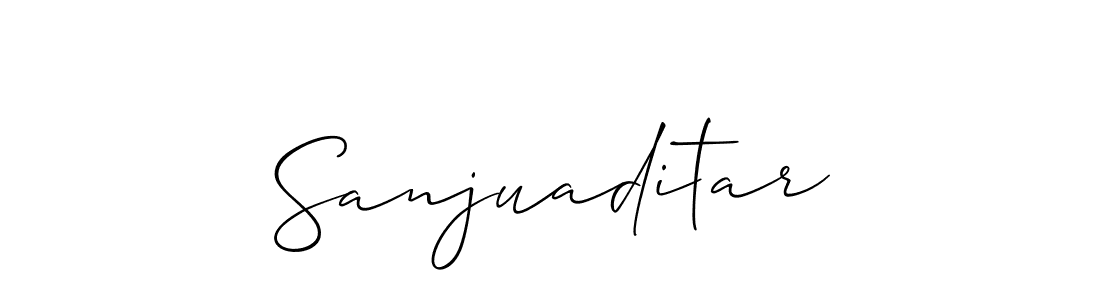 How to make Sanjuaditar name signature. Use Allison_Script style for creating short signs online. This is the latest handwritten sign. Sanjuaditar signature style 2 images and pictures png