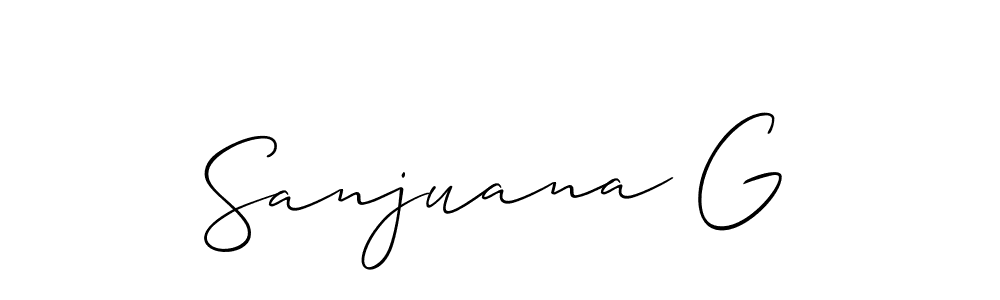 Also You can easily find your signature by using the search form. We will create Sanjuana G name handwritten signature images for you free of cost using Allison_Script sign style. Sanjuana G signature style 2 images and pictures png