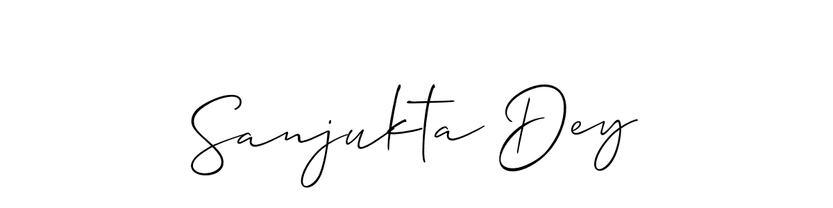 The best way (Allison_Script) to make a short signature is to pick only two or three words in your name. The name Sanjukta Dey include a total of six letters. For converting this name. Sanjukta Dey signature style 2 images and pictures png