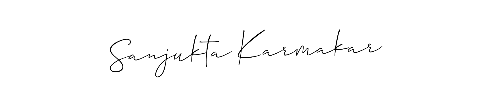 How to make Sanjukta Karmakar signature? Allison_Script is a professional autograph style. Create handwritten signature for Sanjukta Karmakar name. Sanjukta Karmakar signature style 2 images and pictures png