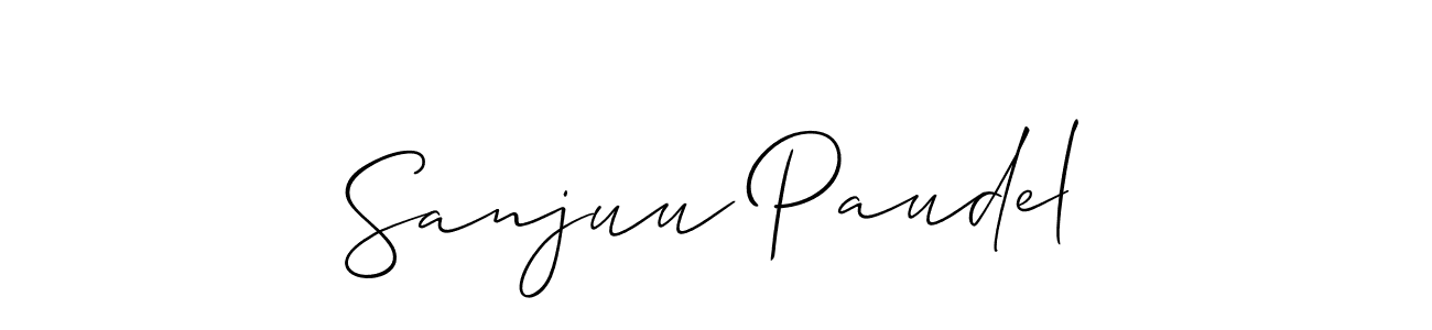 Also You can easily find your signature by using the search form. We will create Sanjuu Paudel name handwritten signature images for you free of cost using Allison_Script sign style. Sanjuu Paudel signature style 2 images and pictures png