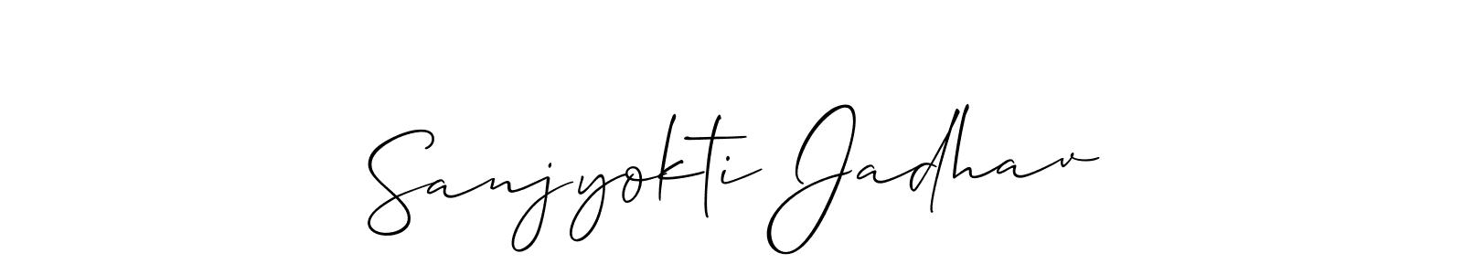 It looks lik you need a new signature style for name Sanjyokti Jadhav. Design unique handwritten (Allison_Script) signature with our free signature maker in just a few clicks. Sanjyokti Jadhav signature style 2 images and pictures png