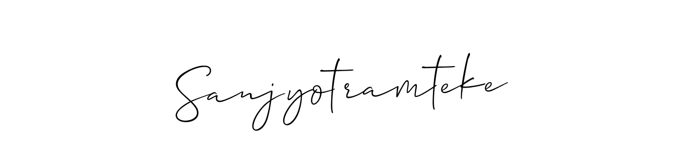 The best way (Allison_Script) to make a short signature is to pick only two or three words in your name. The name Sanjyotramteke include a total of six letters. For converting this name. Sanjyotramteke signature style 2 images and pictures png