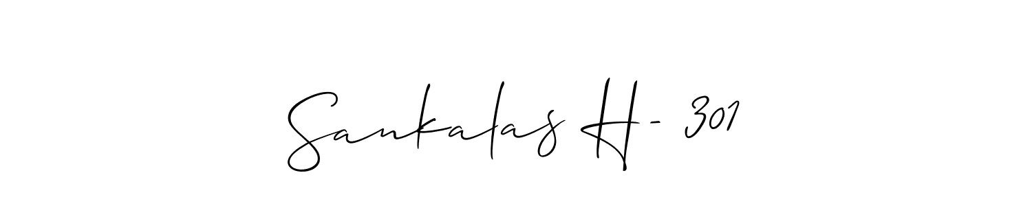 if you are searching for the best signature style for your name Sankalas H- 301. so please give up your signature search. here we have designed multiple signature styles  using Allison_Script. Sankalas H- 301 signature style 2 images and pictures png