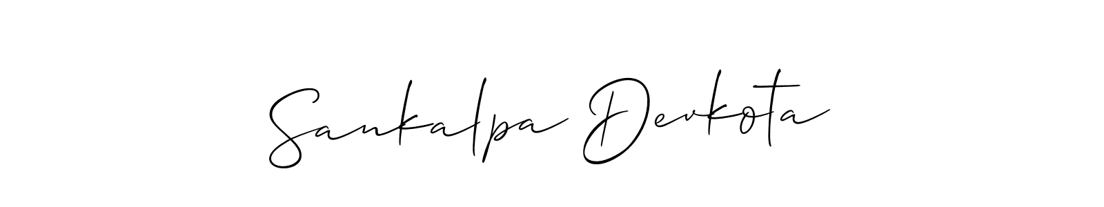 Also You can easily find your signature by using the search form. We will create Sankalpa Devkota name handwritten signature images for you free of cost using Allison_Script sign style. Sankalpa Devkota signature style 2 images and pictures png