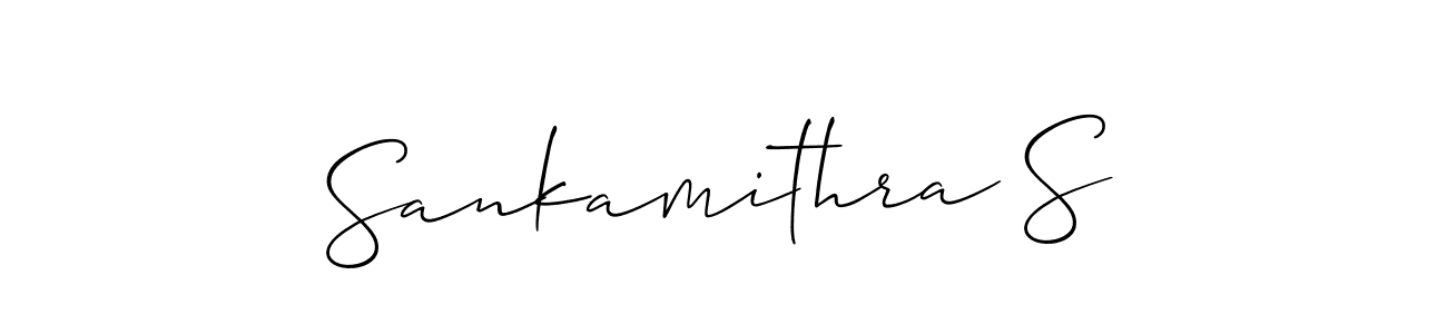 if you are searching for the best signature style for your name Sankamithra S. so please give up your signature search. here we have designed multiple signature styles  using Allison_Script. Sankamithra S signature style 2 images and pictures png
