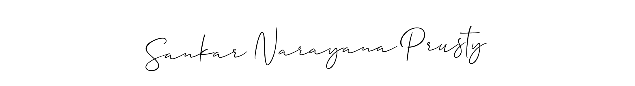 The best way (Allison_Script) to make a short signature is to pick only two or three words in your name. The name Sankar Narayana Prusty include a total of six letters. For converting this name. Sankar Narayana Prusty signature style 2 images and pictures png