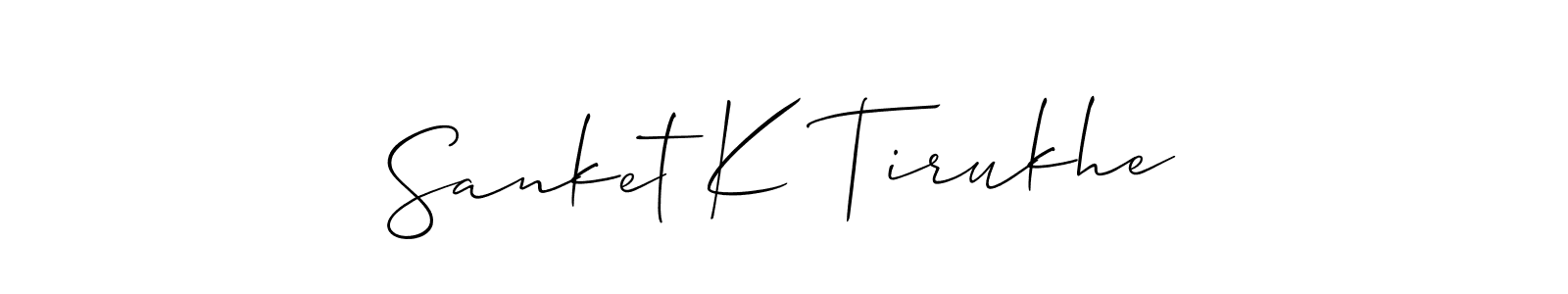 Also You can easily find your signature by using the search form. We will create Sanket K Tirukhe name handwritten signature images for you free of cost using Allison_Script sign style. Sanket K Tirukhe signature style 2 images and pictures png