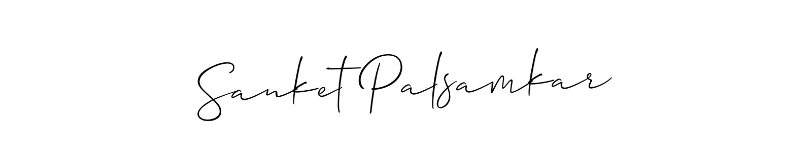 The best way (Allison_Script) to make a short signature is to pick only two or three words in your name. The name Sanket Palsamkar include a total of six letters. For converting this name. Sanket Palsamkar signature style 2 images and pictures png