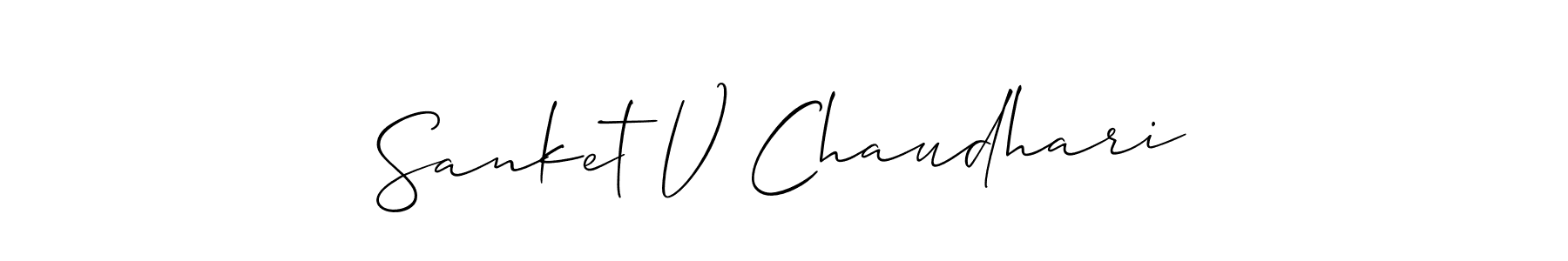 How to Draw Sanket V Chaudhari signature style? Allison_Script is a latest design signature styles for name Sanket V Chaudhari. Sanket V Chaudhari signature style 2 images and pictures png