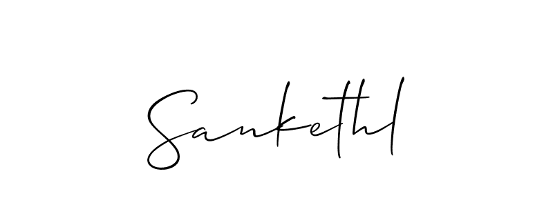 The best way (Allison_Script) to make a short signature is to pick only two or three words in your name. The name Sankethl include a total of six letters. For converting this name. Sankethl signature style 2 images and pictures png