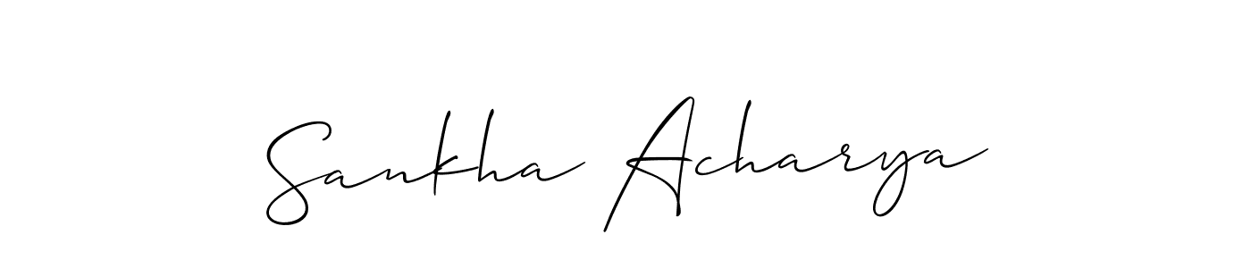 You should practise on your own different ways (Allison_Script) to write your name (Sankha Acharya) in signature. don't let someone else do it for you. Sankha Acharya signature style 2 images and pictures png