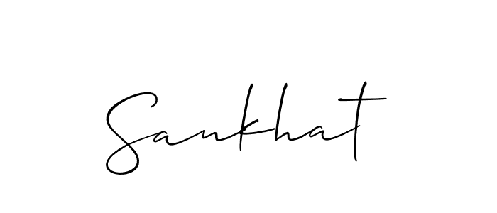 if you are searching for the best signature style for your name Sankhat. so please give up your signature search. here we have designed multiple signature styles  using Allison_Script. Sankhat signature style 2 images and pictures png