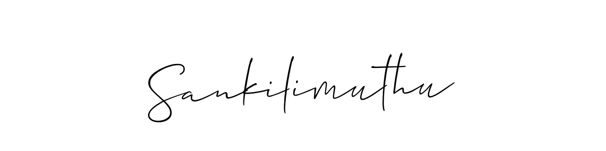 if you are searching for the best signature style for your name Sankilimuthu. so please give up your signature search. here we have designed multiple signature styles  using Allison_Script. Sankilimuthu signature style 2 images and pictures png
