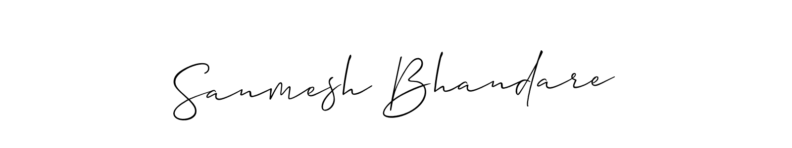 Also You can easily find your signature by using the search form. We will create Sanmesh Bhandare name handwritten signature images for you free of cost using Allison_Script sign style. Sanmesh Bhandare signature style 2 images and pictures png