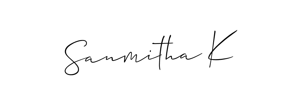 How to make Sanmitha K name signature. Use Allison_Script style for creating short signs online. This is the latest handwritten sign. Sanmitha K signature style 2 images and pictures png
