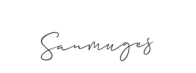 Create a beautiful signature design for name Sanmuges. With this signature (Allison_Script) fonts, you can make a handwritten signature for free. Sanmuges signature style 2 images and pictures png